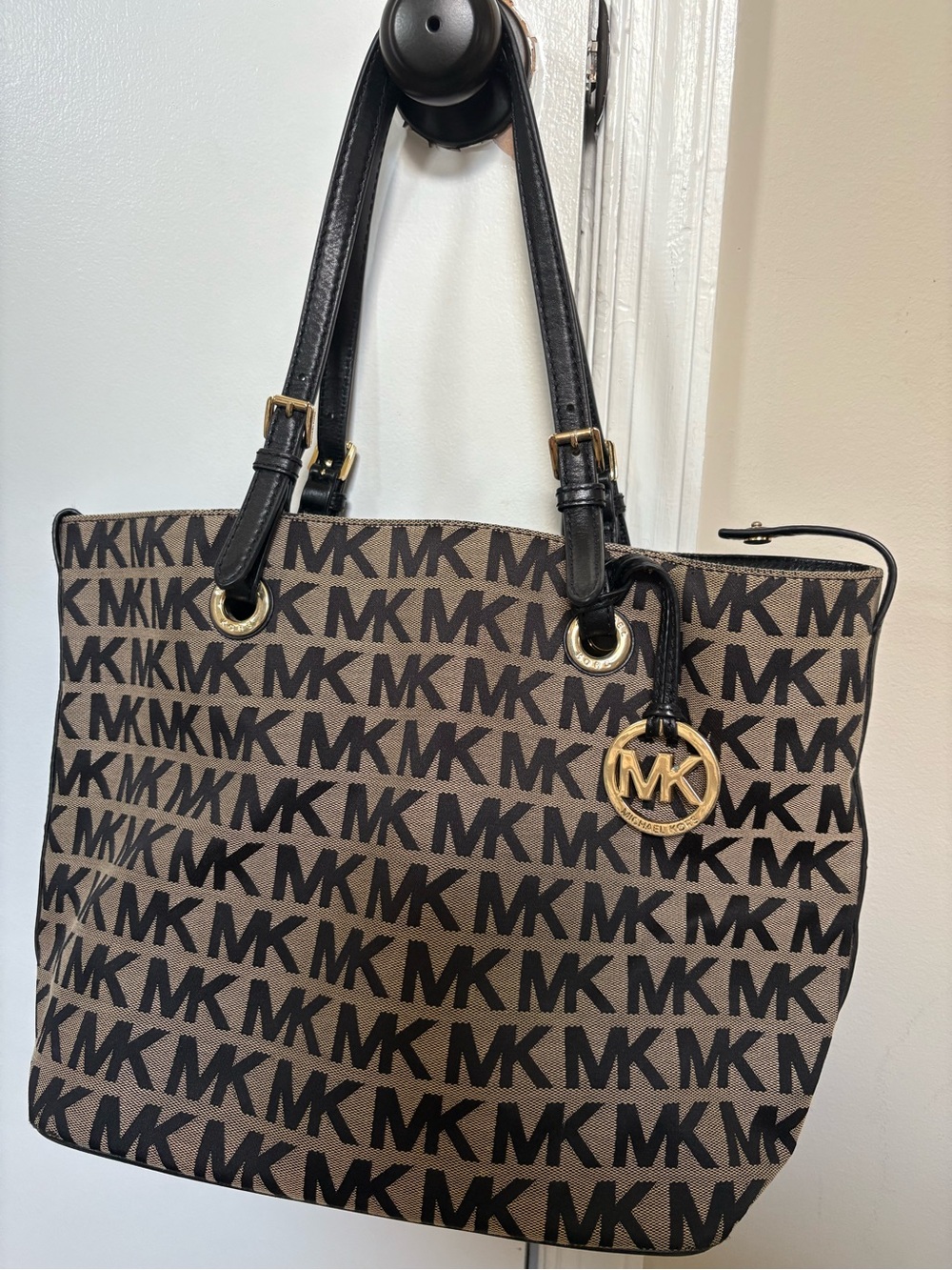 Michael Kors Brown and Black MK Logo Tote